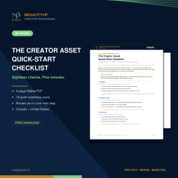 Free Creator Asset Checklist for artists, creators, entrepreneurs and businesses by MegaCityVip