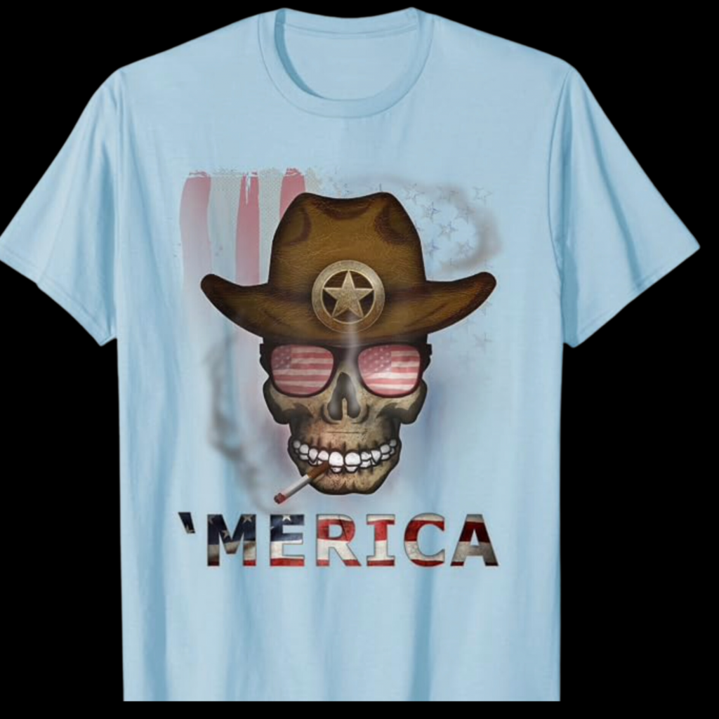 Patriotic America Skull tshirt by Zawles Designs